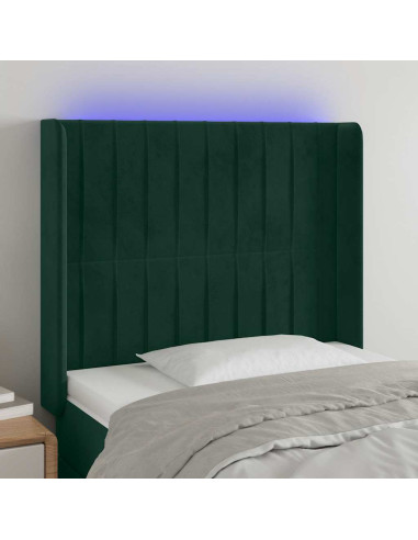 Testiera a LED Verde Scuro 83x16x118/128 cm in Velluto