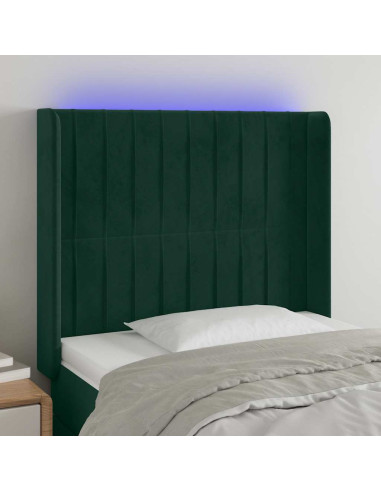 Testiera a LED Verde Scuro 93x16x118/128 cm in Velluto