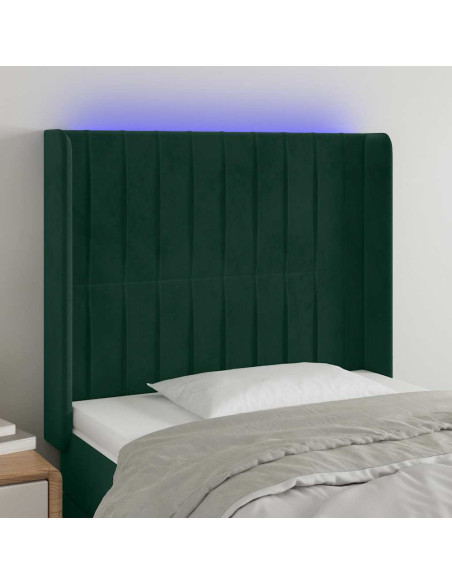 Testiera a LED Verde Scuro 93x16x118/128 cm in Velluto