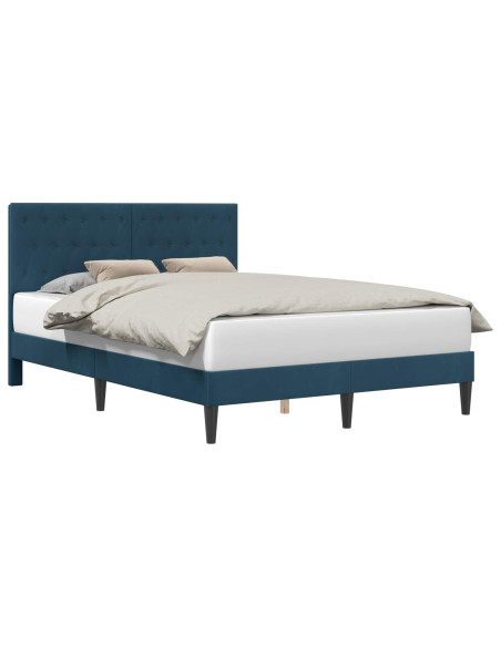 Struttura del letto con testiera Blu 160 x 200 cm Velluto