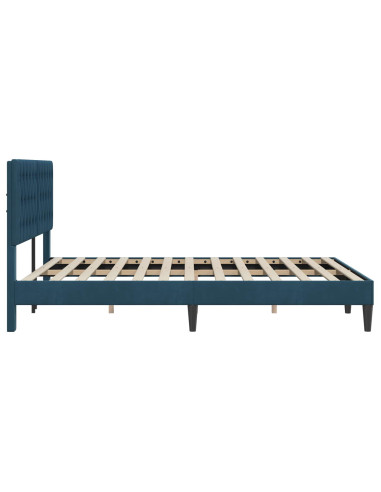 Struttura del letto con testiera Blu 160 x 200 cm Velluto
