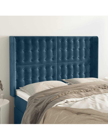 Testiera ad Orecchio Blu Scuro 147x16x118/128 cm in Velluto