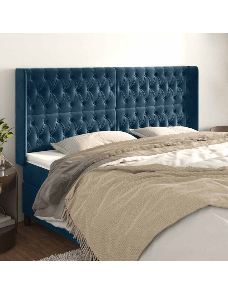 Testiera ad Orecchio Blu Scuro 203x23x118/128 cm in Velluto