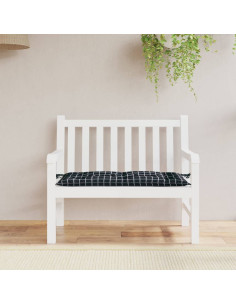 Cuscino Panca Giardino Motivo a Quadri Nero 110x50x7 cm Tessuto