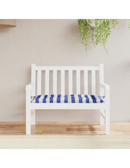 Cuscino Panca Giardino Righe Bianche e Blu 110x50x7 cm Tessuto