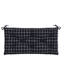 Cuscino Panca Giardino Motivo a Quadri Nero 110x50x7 cm Tessuto 2