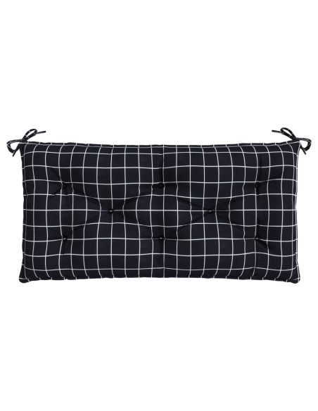 Cuscino Panca Giardino Motivo a Quadri Nero 110x50x7 cm Tessuto