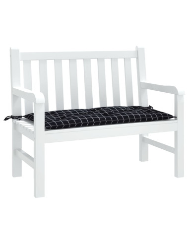 Cuscino Panca Giardino Motivo a Quadri Nero 110x50x7 cm Tessuto
