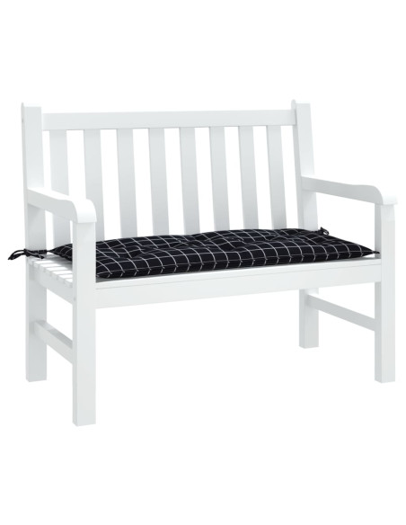 Cuscino Panca Giardino Motivo a Quadri Nero 110x50x7 cm Tessuto