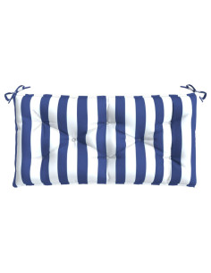 Cuscino Panca Giardino Righe Bianche e Blu 110x50x7 cm Tessuto 2