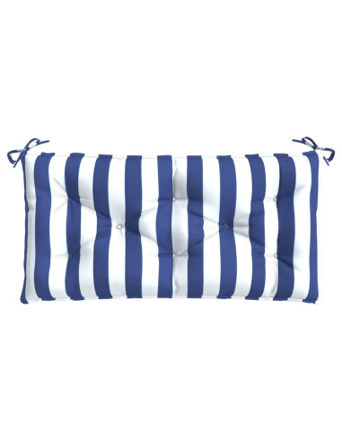 Cuscino Panca Giardino Righe Bianche e Blu 110x50x7 cm Tessuto