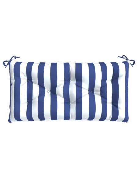 Cuscino Panca Giardino Righe Bianche e Blu 110x50x7 cm Tessuto