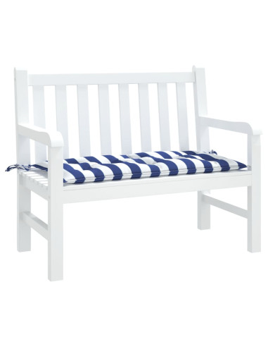 Cuscino Panca Giardino Righe Bianche e Blu 110x50x7 cm Tessuto