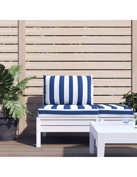 Cuscini per Pallet 2 pz Strisce Blu e Bianche Tessuto Oxford
