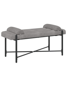 Panchina con bottoni e cuscini Grigio Chiaro 110 x 40 x 46 cm