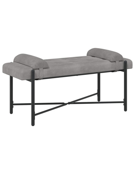 Panchina con bottoni e cuscini Grigio Chiaro 110 x 40 x 46 cm