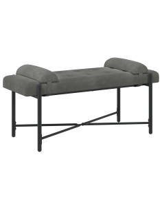 Panchina con bottoni e cuscini Grigio Scuro 110 x 40 x 46 cm
