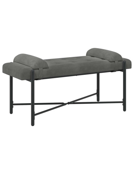Panchina con bottoni e cuscini Grigio Scuro 110 x 40 x 46 cm