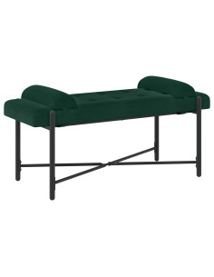 Panchina con bottoni e cuscini Verde Scuro 110 x 40 x 46 cm