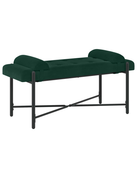 Panchina con bottoni e cuscini Verde Scuro 110 x 40 x 46 cm