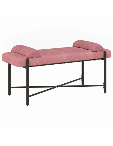 Panchina con bottoni e cuscini Rosa 110 x 40 x 46 cm Velluto