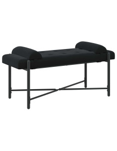 Panchina con bottoni e cuscini Nero 110 x 40 x 46 cm Velluto