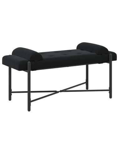 Panchina con bottoni e cuscini Nero 110 x 40 x 46 cm Velluto