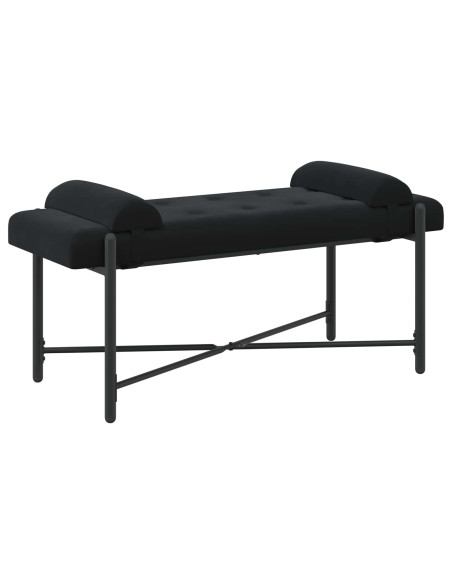 Panchina con bottoni e cuscini Nero 110 x 40 x 46 cm Velluto