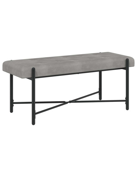 Panchina con bottoni e cuscini Grigio Chiaro 110 x 40 x 46 cm