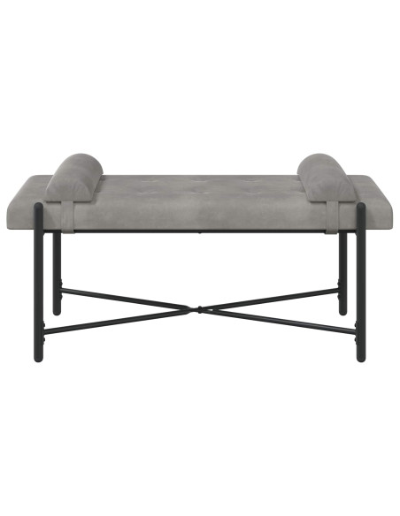 Panchina con bottoni e cuscini Grigio Chiaro 110 x 40 x 46 cm