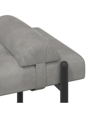 Panchina con bottoni e cuscini Grigio Chiaro 110 x 40 x 46 cm