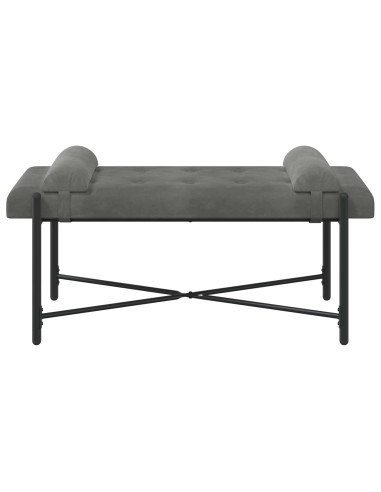 Panchina con bottoni e cuscini Grigio Scuro 110 x 40 x 46 cm
