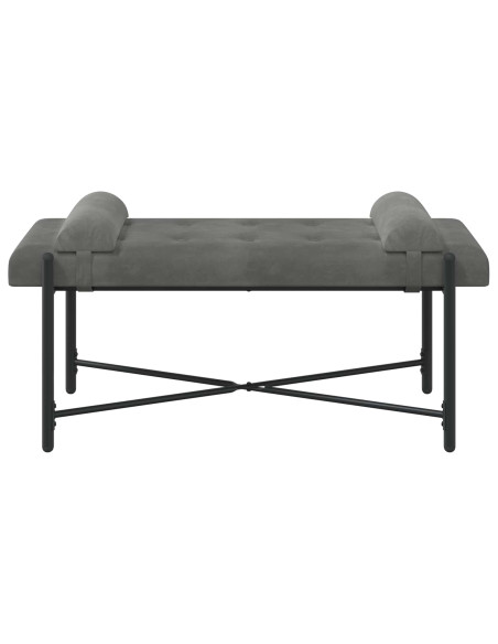 Panchina con bottoni e cuscini Grigio Scuro 110 x 40 x 46 cm