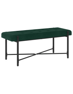 Panchina con bottoni e cuscini Verde Scuro 110 x 40 x 46 cm 2