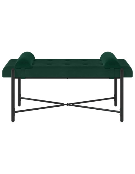Panchina con bottoni e cuscini Verde Scuro 110 x 40 x 46 cm