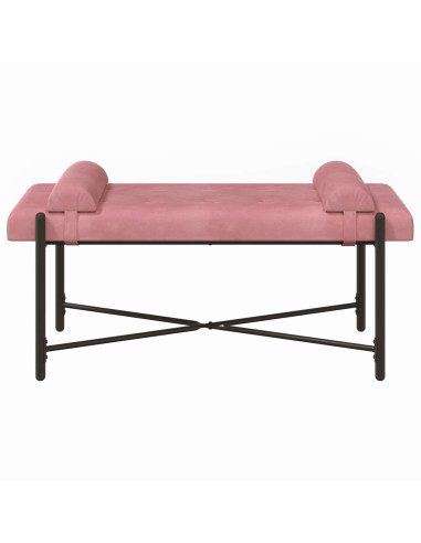 Panchina con bottoni e cuscini Rosa 110 x 40 x 46 cm Velluto