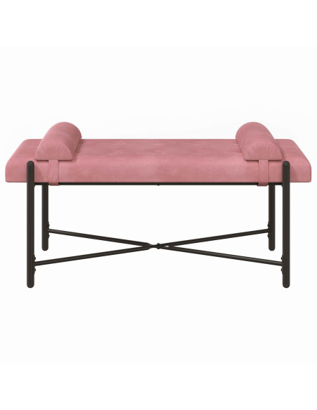 Panchina con bottoni e cuscini Rosa 110 x 40 x 46 cm Velluto
