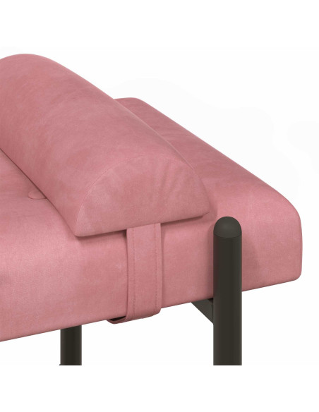 Panchina con bottoni e cuscini Rosa 110 x 40 x 46 cm Velluto