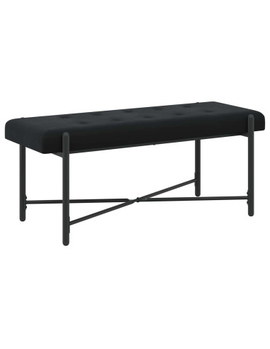 Panchina con bottoni e cuscini Nero 110 x 40 x 46 cm Velluto