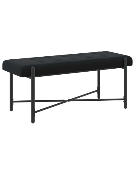 Panchina con bottoni e cuscini Nero 110 x 40 x 46 cm Velluto