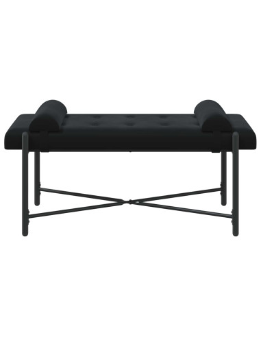 Panchina con bottoni e cuscini Nero 110 x 40 x 46 cm Velluto