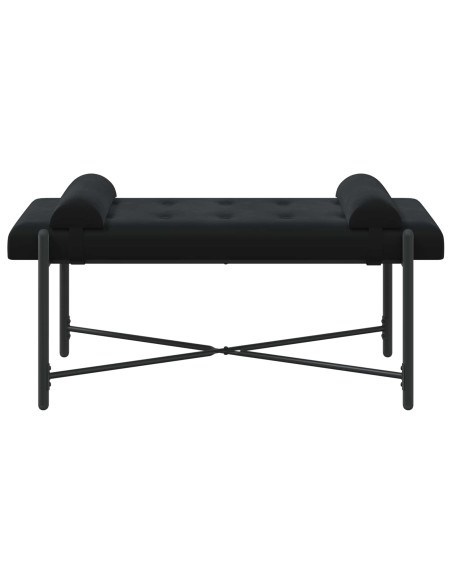 Panchina con bottoni e cuscini Nero 110 x 40 x 46 cm Velluto