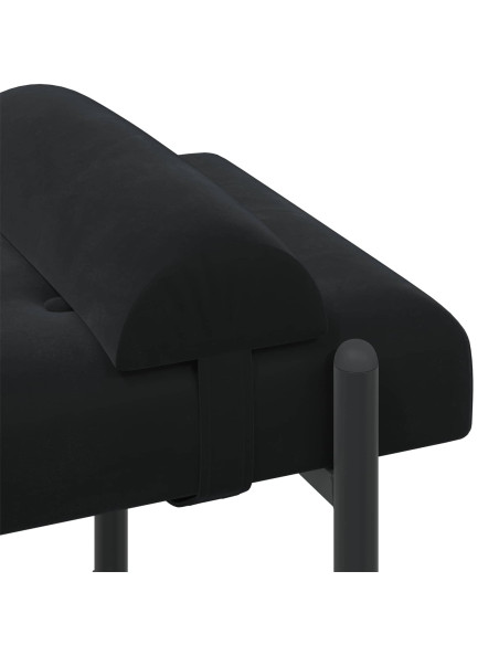 Panchina con bottoni e cuscini Nero 110 x 40 x 46 cm Velluto