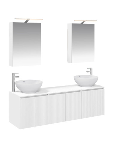 Set di Armadi da Bagno 5 pcs Bianco Legno ingegnerizzato