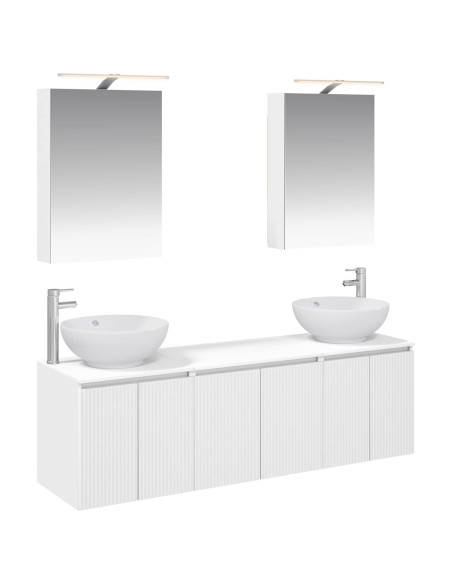 Set di Armadi da Bagno 5 pcs Bianco Legno ingegnerizzato