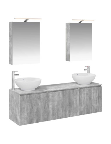 Set di Armadi da Bagno 5 pcs Grigio Cemento