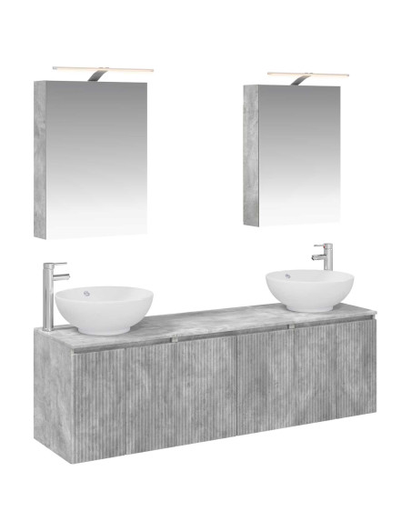 Set di Armadi da Bagno 5 pcs Grigio Cemento