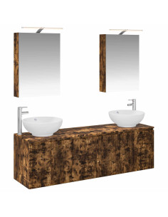 Set di Armadi da Bagno 5 pcs Rovere Fumo Legno ingegnerizzato