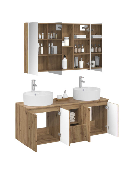 Set di Armadi da Bagno 4 pcs Rovere Artigianale