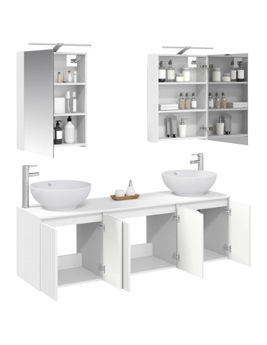 Set di Armadi da Bagno 5 pcs Bianco Legno ingegnerizzato